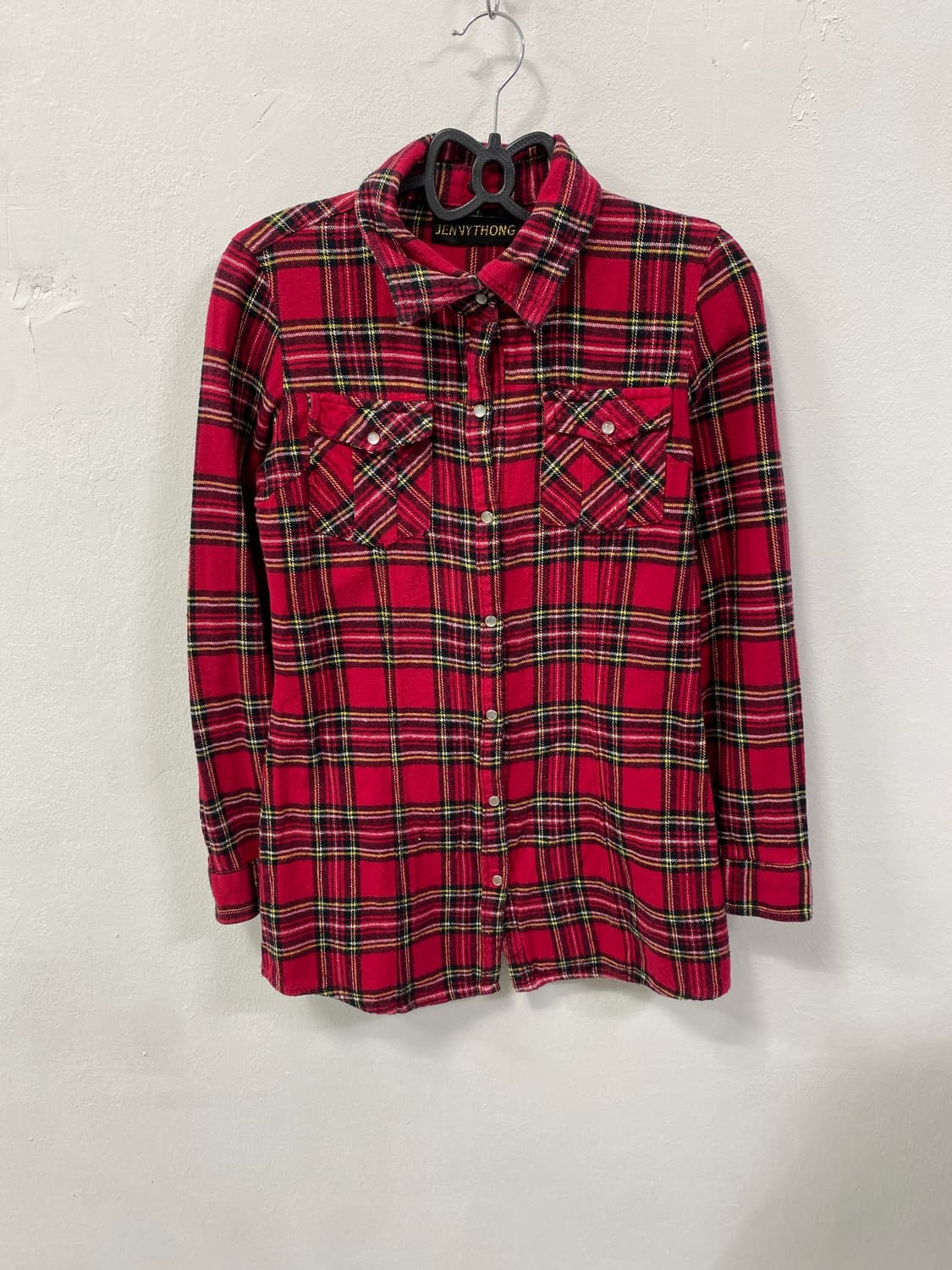 [JENNY THONG] 캐캐체 아무깔 체크 셔츠 상품이미지5