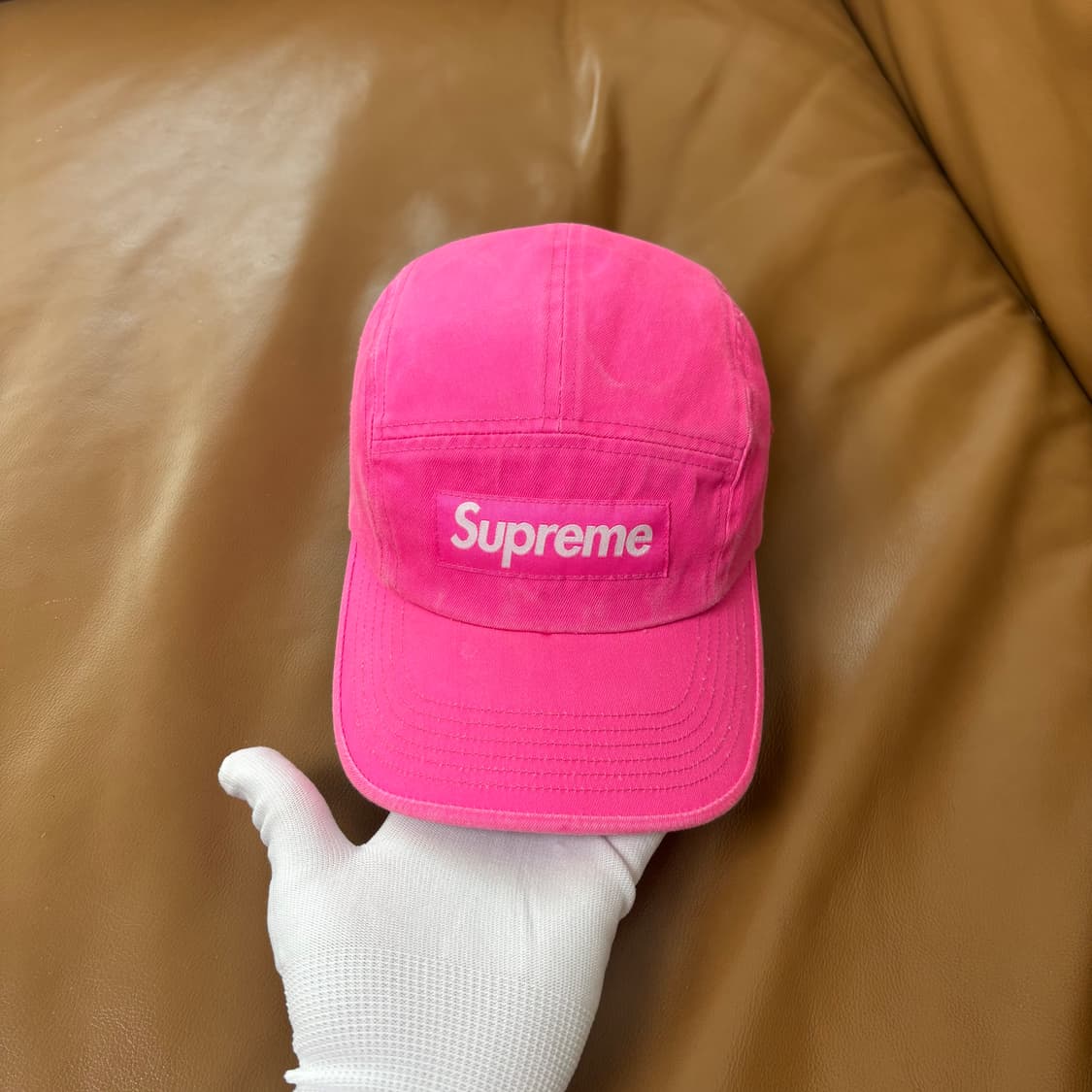 슈프림 캠프캡 모자 박스로고 23ss 워시드 핑크 상품이미지4