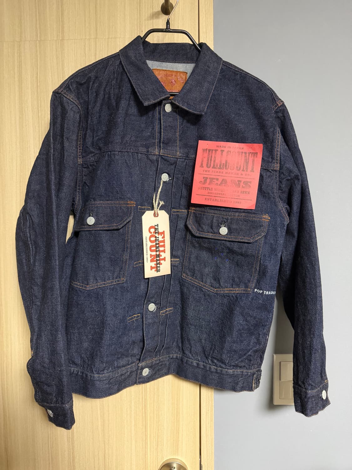 [L] 팝 트레이딩 컴퍼니 x 풀카운트 원워시드 데님자켓 상품이미지3