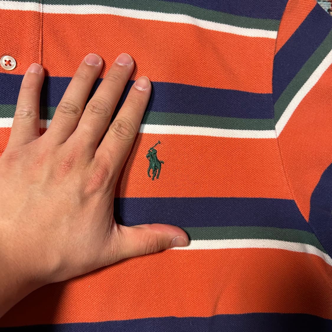 [L] 폴로 랄프로렌 오렌지 스트라이프 카라 반팔 상품이미지2