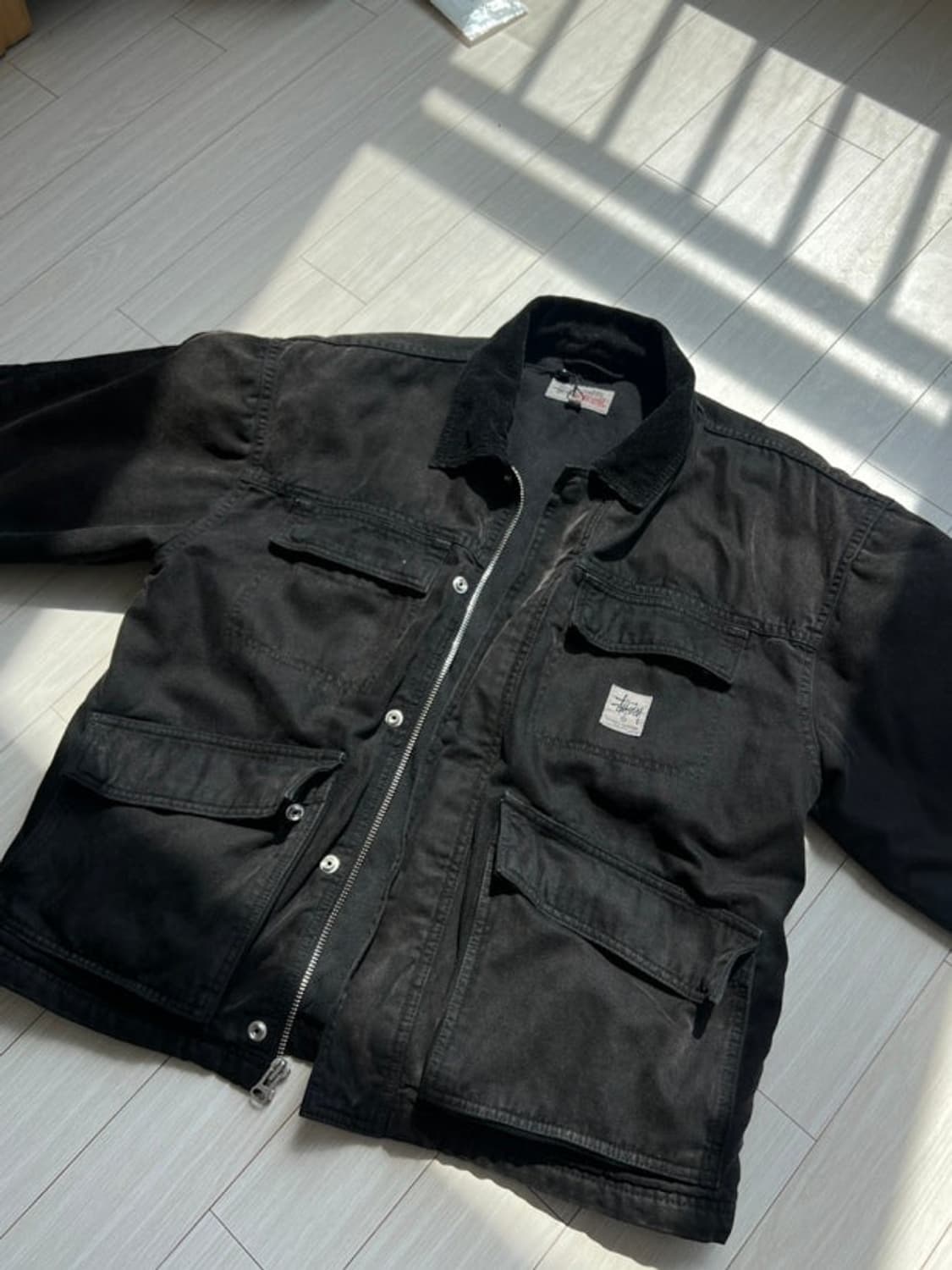 Stussy Washed Canvas Shop Jacket Black 상품이미지1