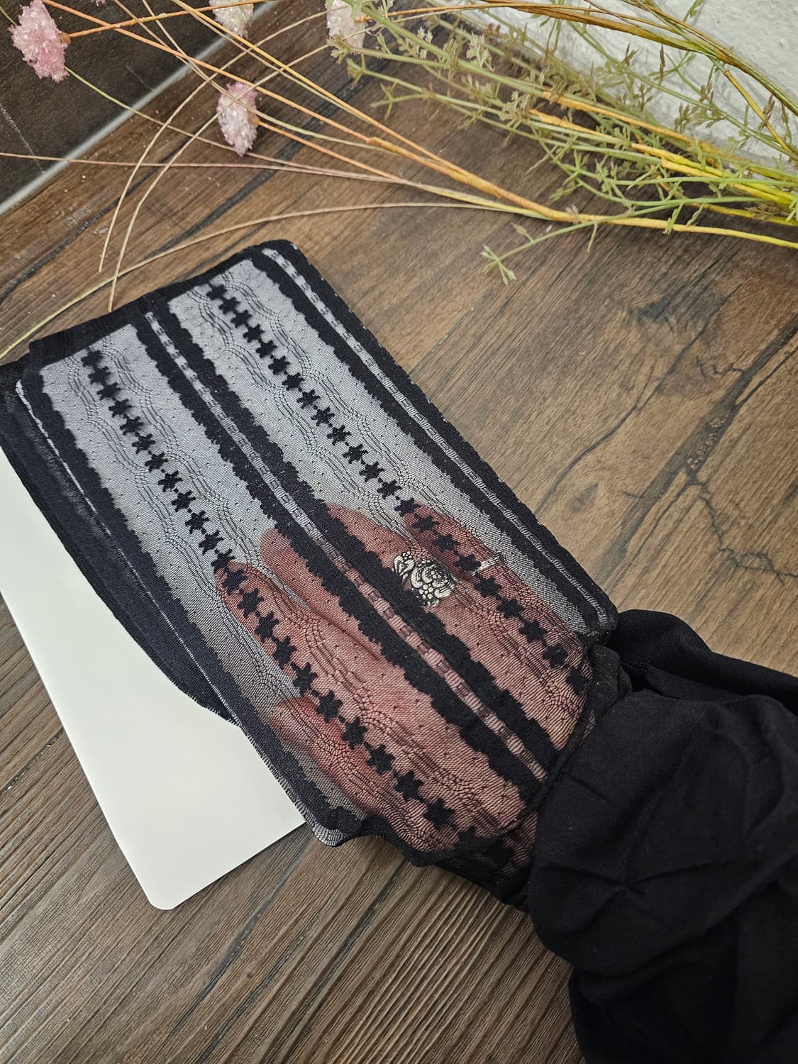 Marie Claire Paris 패턴 블랙 스타킹 상품이미지3