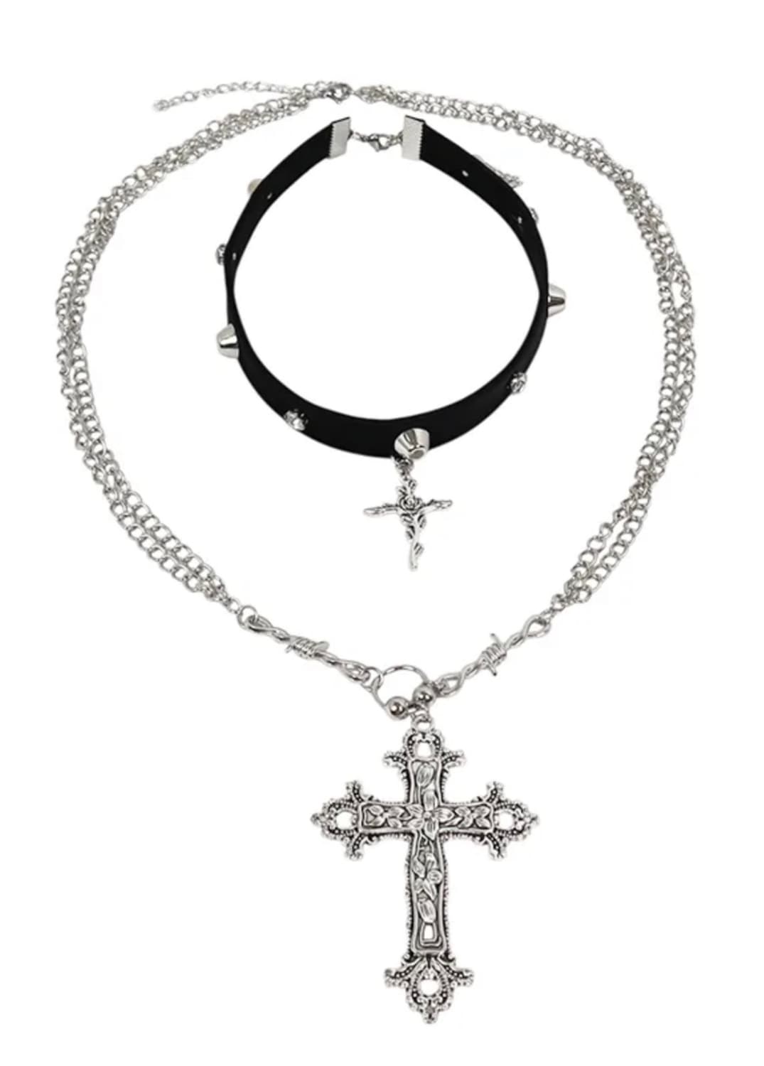 크로스 체인 레이어드 목걸이 상품이미지2