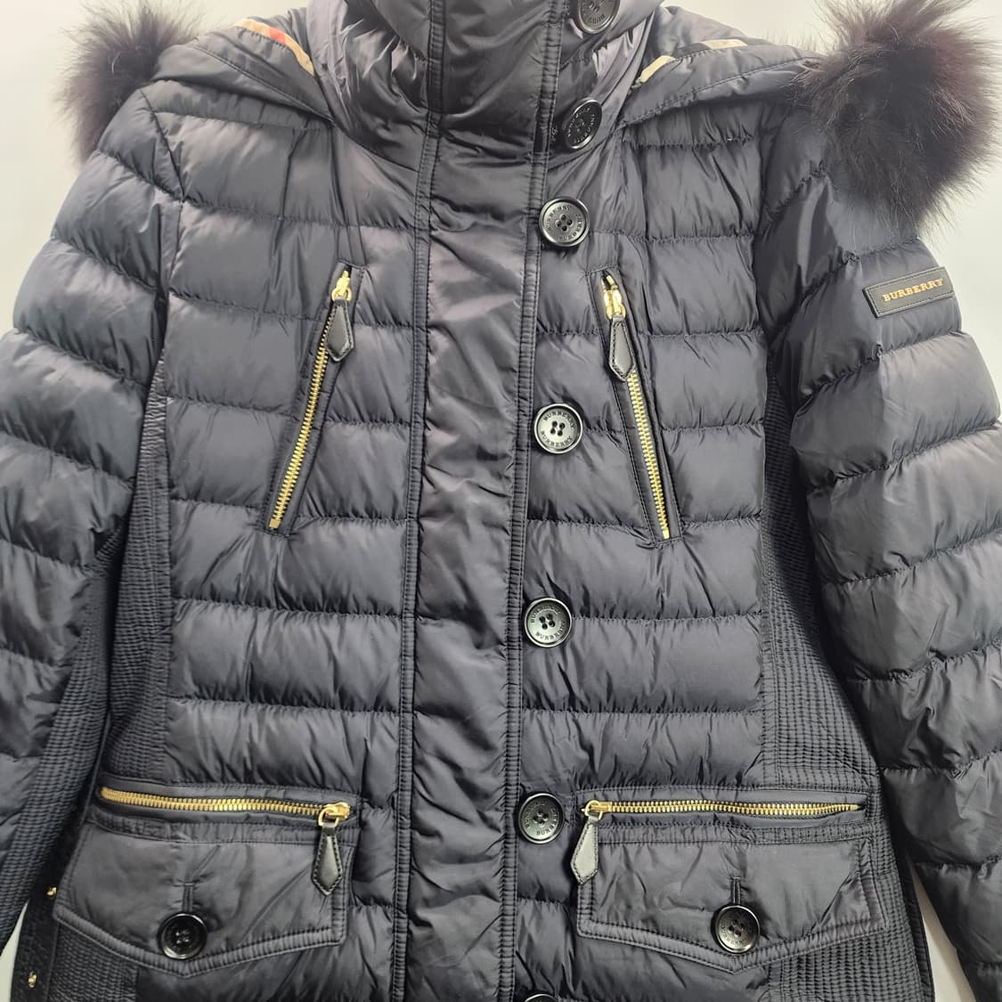 [S] Burberry 버버리 폭스 퍼 트리밍 후드 다운 필드 코트 상품이미지4