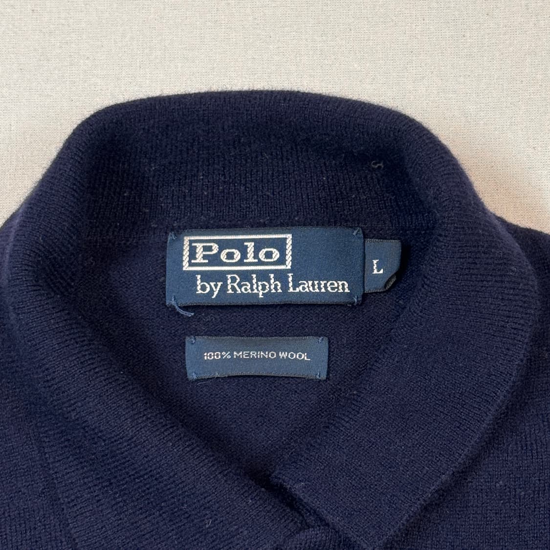 L) 폴로 랄프로렌 메리노 울 긴팔 카라 니트 네이비 상품이미지6