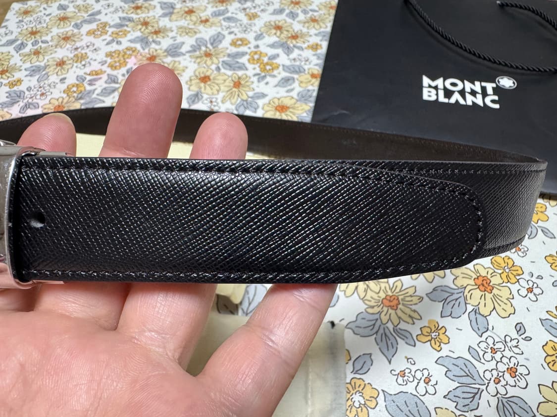 몽블랑 남성 양면 가죽 벨트 블랙/브라운 100cm 상품이미지4