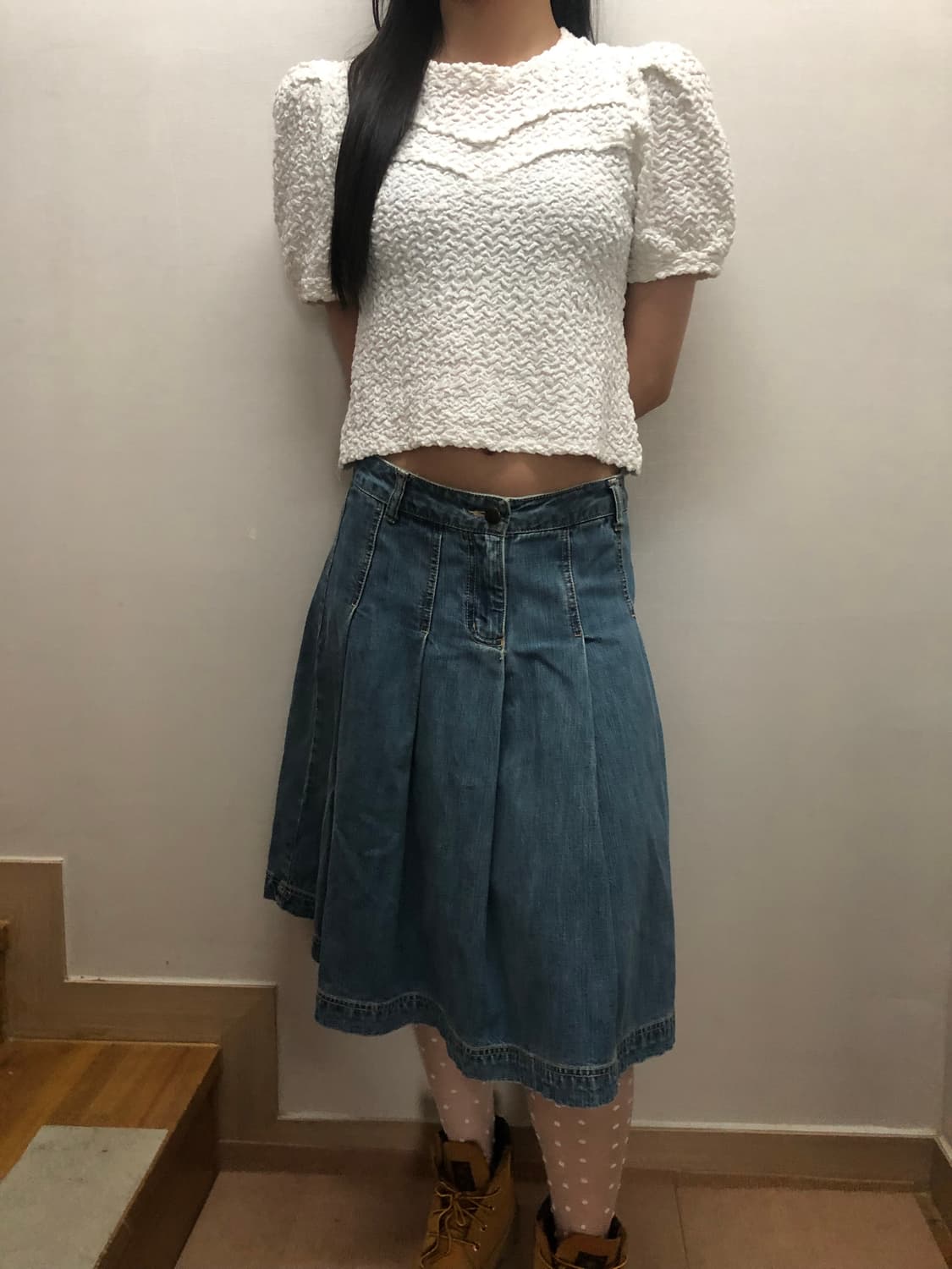 빈티지 화이트 크롭 탑 상품이미지5