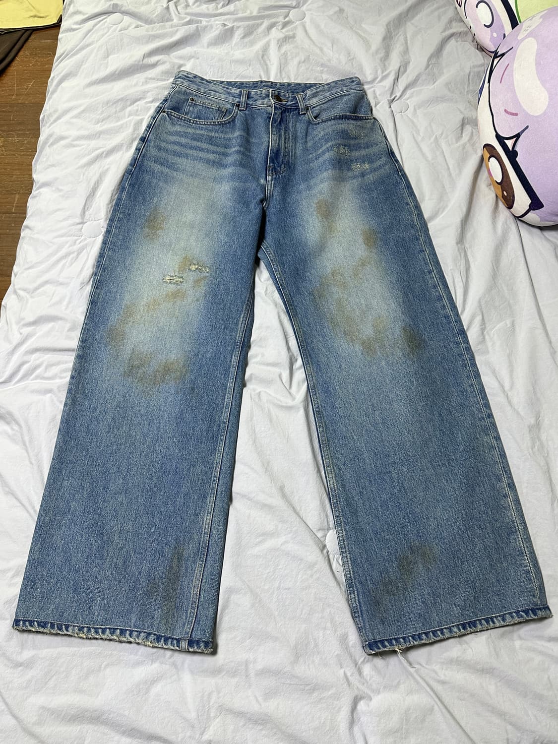 벨리에 트루 와이드 데님 팬츠 - 더티 워싱 인디고 상품이미지1