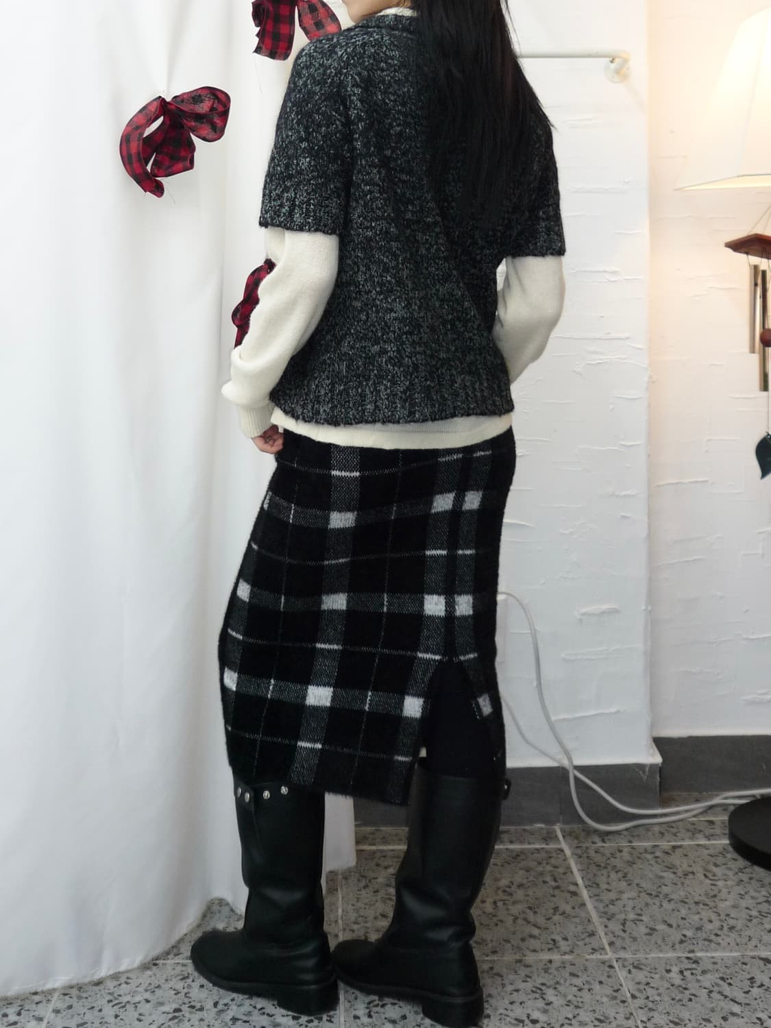 check patterns knit skirt 상품이미지2