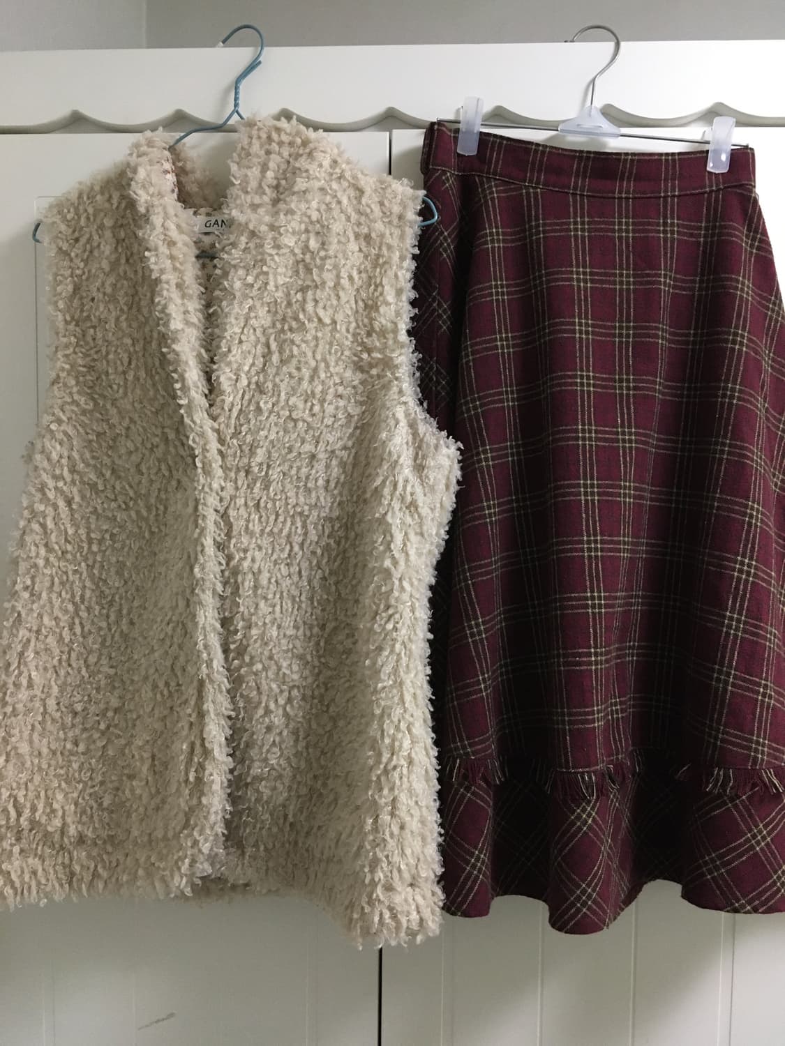 일본빈티지 체크 플레어 프린지 겨울 롱치마 스커트 하구미 모리걸 상품이미지6