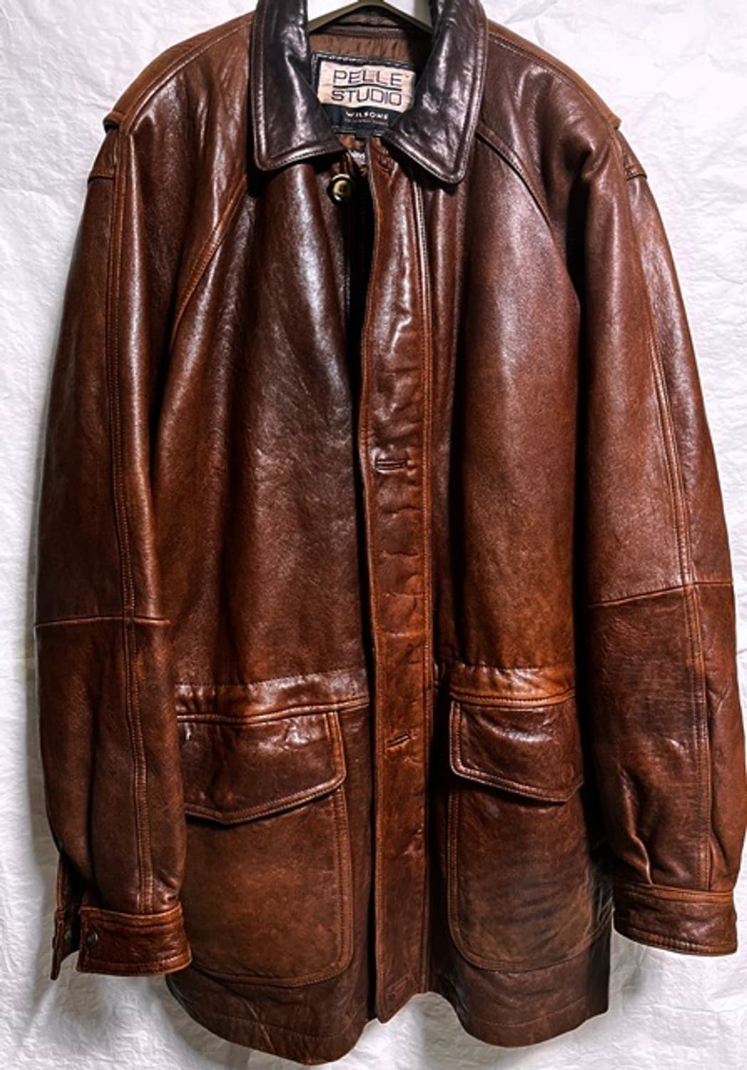 윌슨 루즈 xl 브라운 마호가니 가죽 자켓 코트 루즈핏 상품이미지3