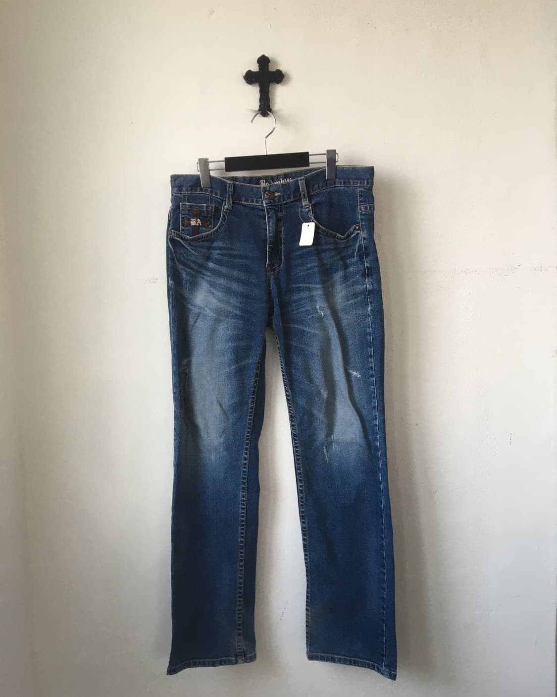 Back pocket cross point denim pants 상품이미지3