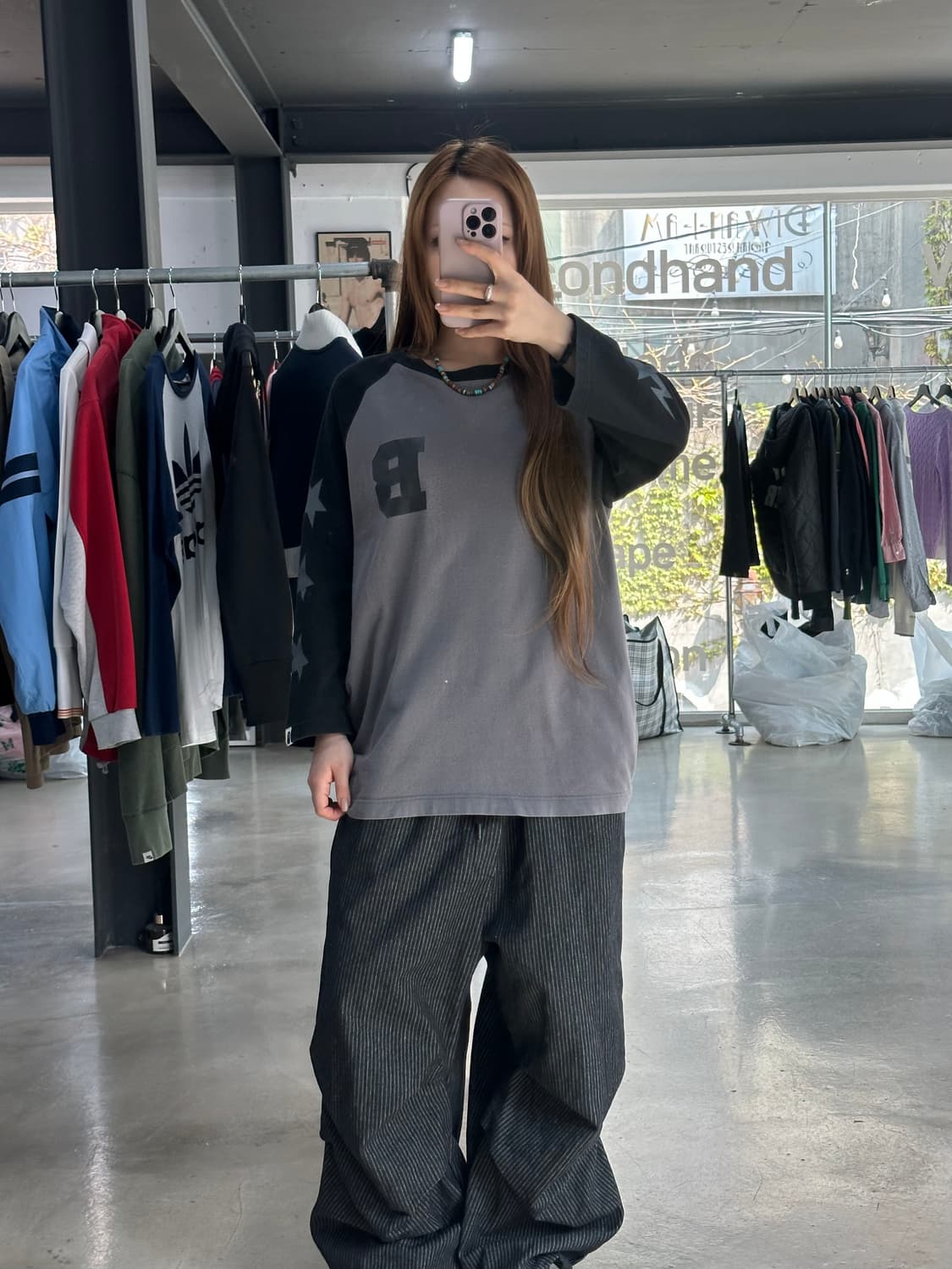 베이프 스타 래글런 티셔츠 차콜블랙 상품이미지2