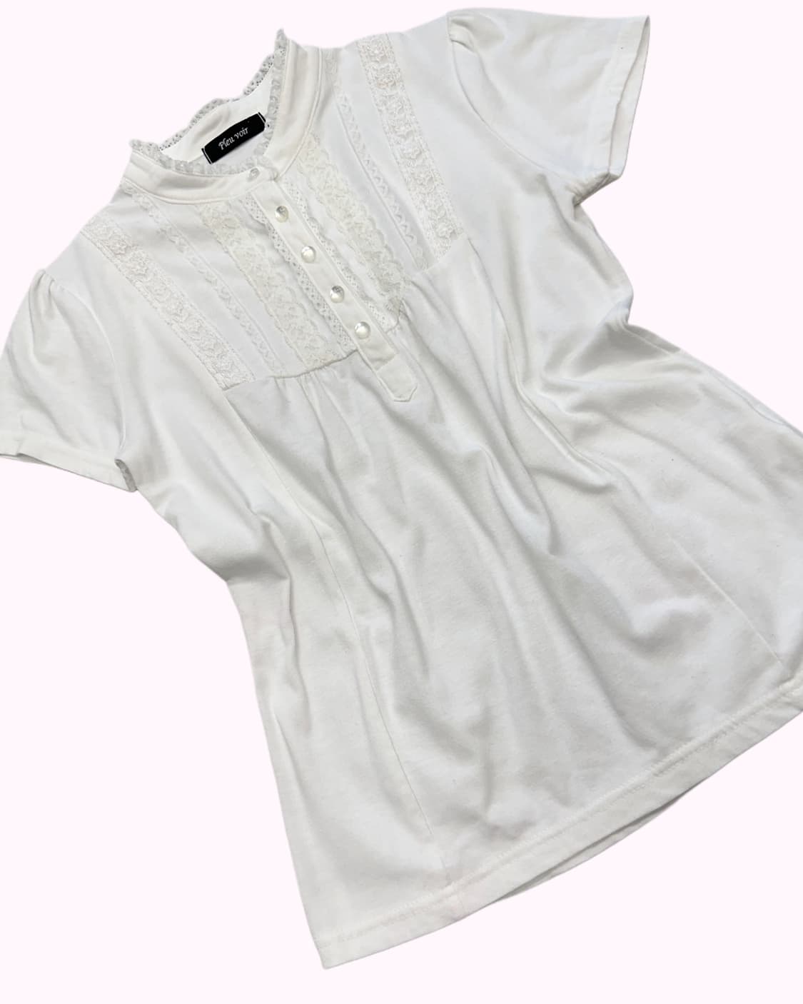 white lace button t-shirt 상품이미지3