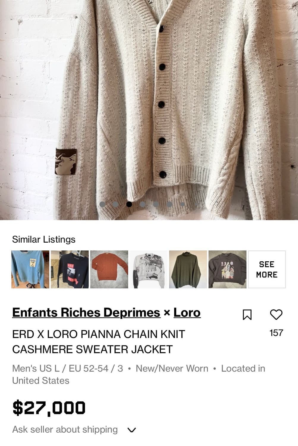 LORO PIANA x ERD 캐시미어 가디건 그레이 상품이미지4