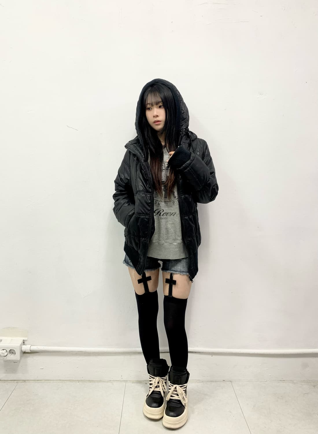 [COLZA] 콜쟈 갸루 펑크 y2k 후드 패딩 상품이미지2