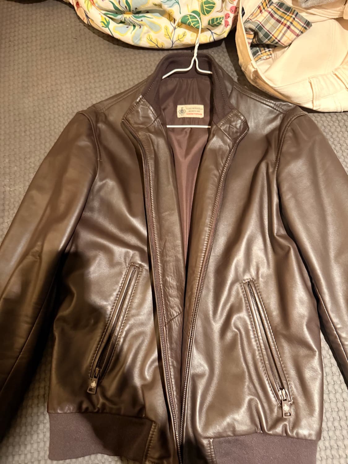 루이지 보렐리 브라운 레더 자켓(eu48, m) 상품이미지1