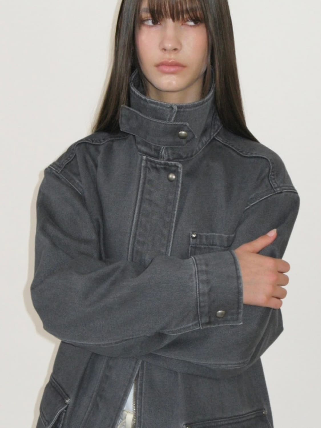 썬번프로젝트 오버사이즈드 워크 자켓 차콜 상품이미지2