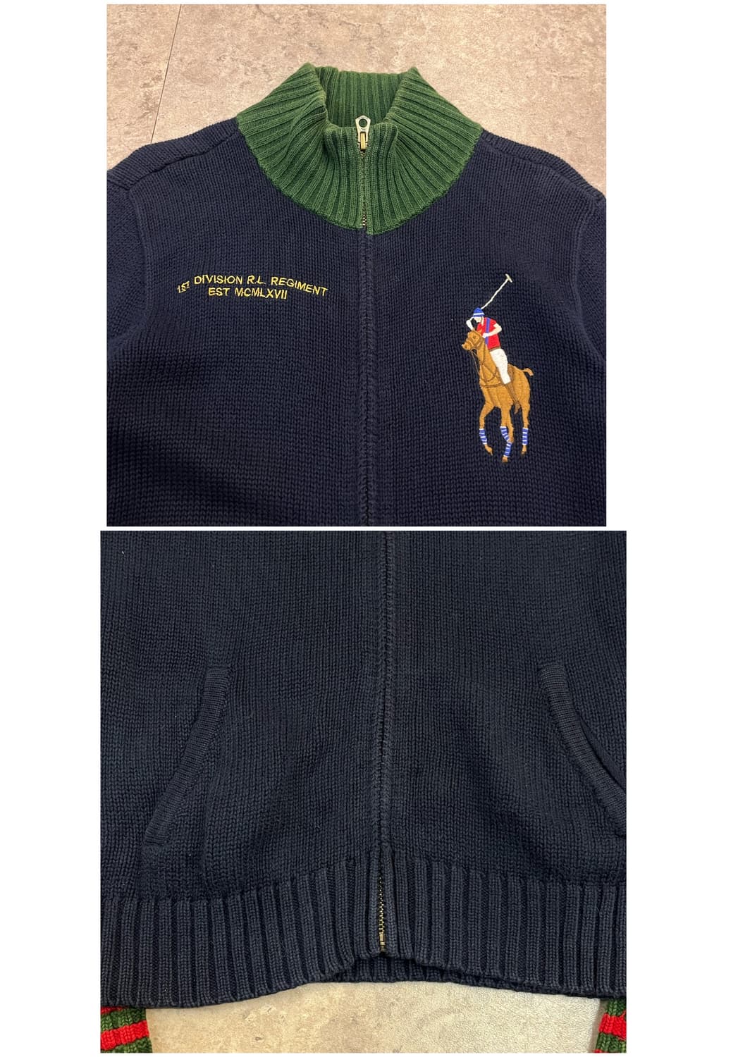 폴로 랄프로렌 빅포니 배색 니트 집업 네이비 키즈 L #csz2184 상품이미지5