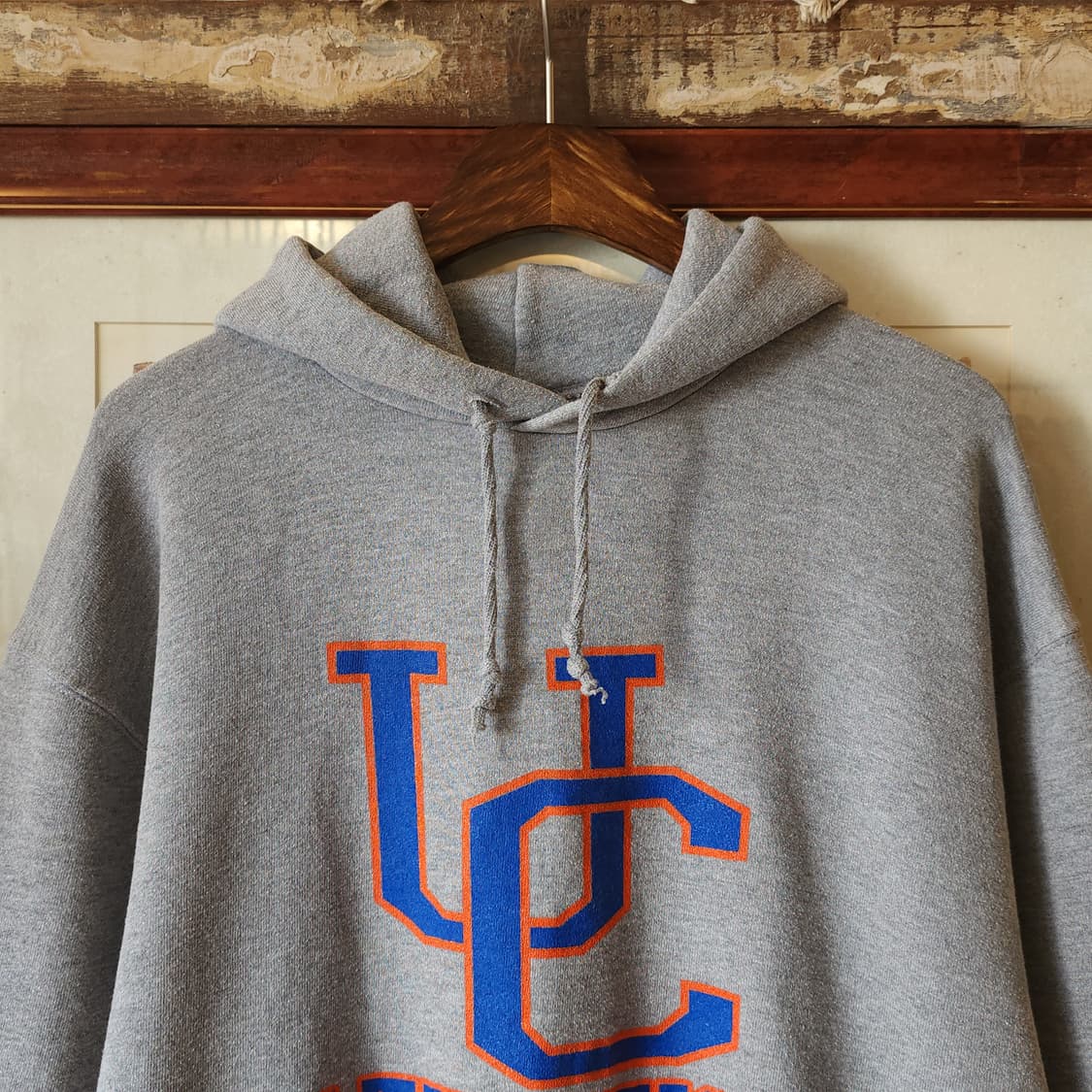 90s 러셀 후드 스웻셔츠 빈티지 레터링 그레이 상품이미지4