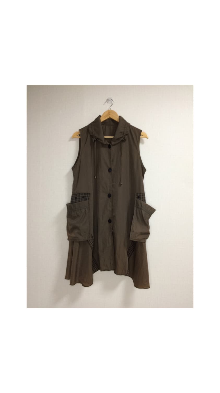 빈티지 브라운 셔링 롱 베스트 상품이미지1