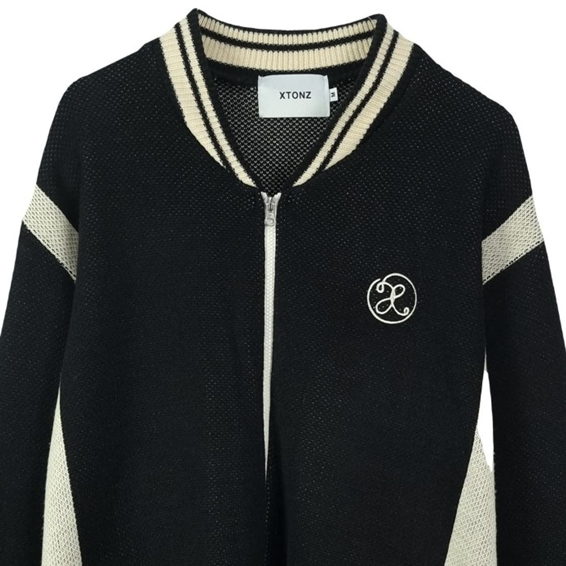 [엑스톤즈] 오버사이즈 니트 바시티 집업 가디건 블랙 M18698 상품이미지4