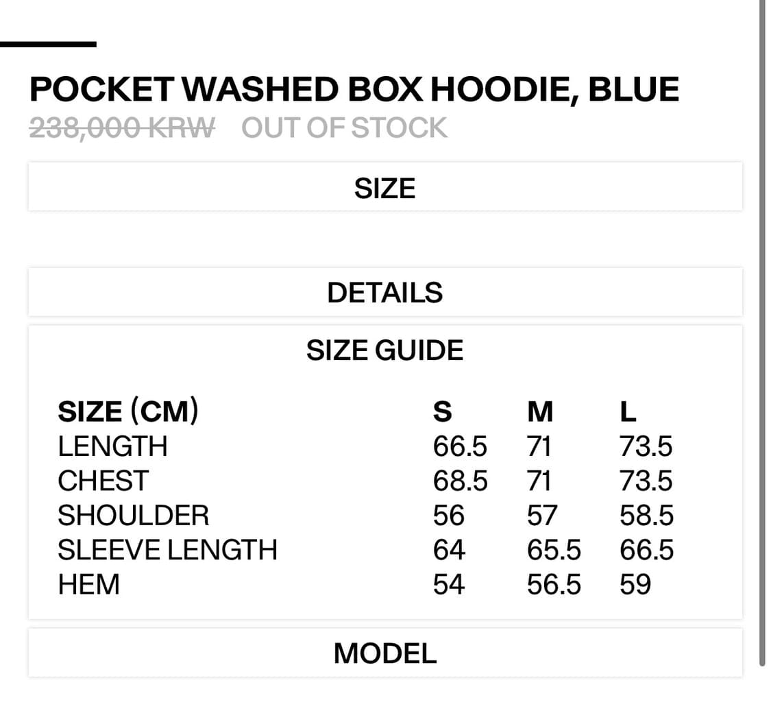 오픈와이와이 포켓 워시드 박스 후드집업 (S, Blue) 상품이미지3