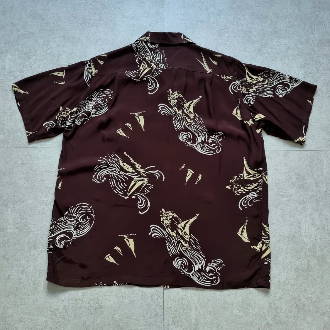 80s USA Kona Bay 세일링 패턴 하와이안셔츠 M, 105sz 상품이미지6