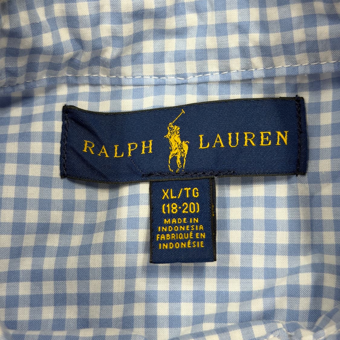 폴로 랄프로렌 블루 체크 반팔 셔츠 남방 XL 상품이미지4