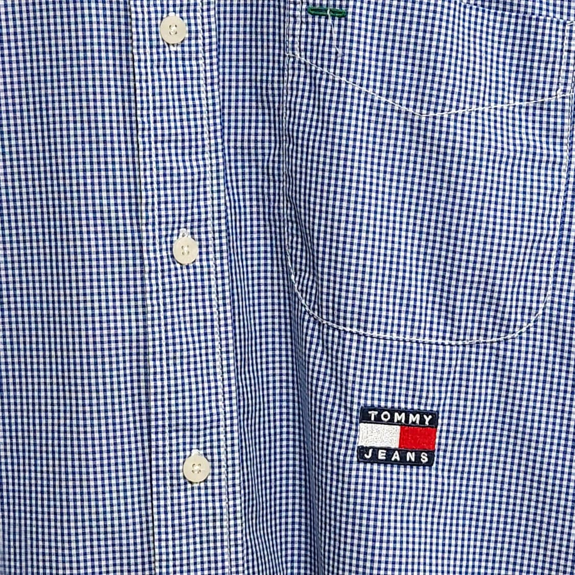 105~110)TOMMY 타미 데님카라 체크 반팔 셔츠 상품이미지3