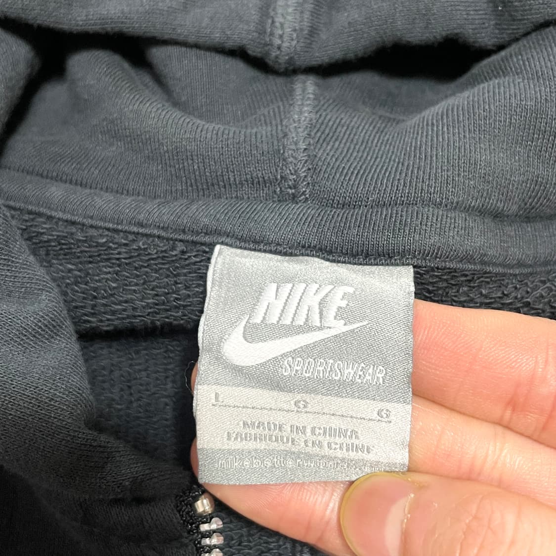 나이키 스몰로고 블랙 반팔 후드집업 남성L 상품이미지4