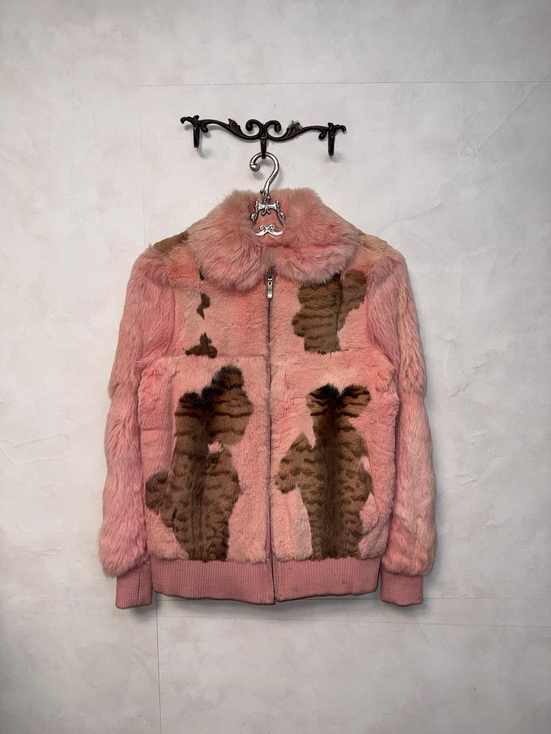 Baby pink rabbit fur animal pattern jk 상품이미지1