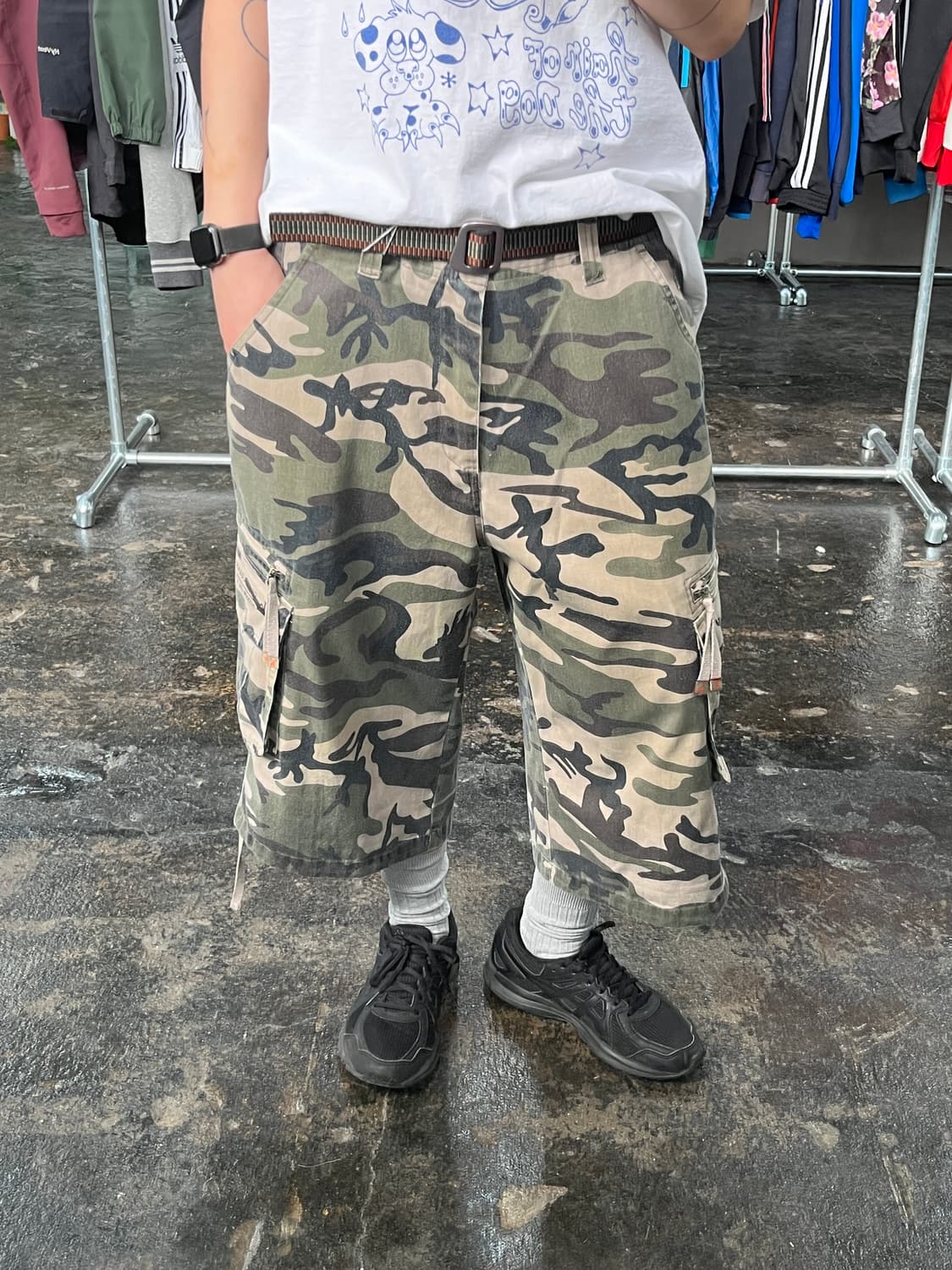 빈티지 카모플라주 카고 하프 팬츠 상품이미지2