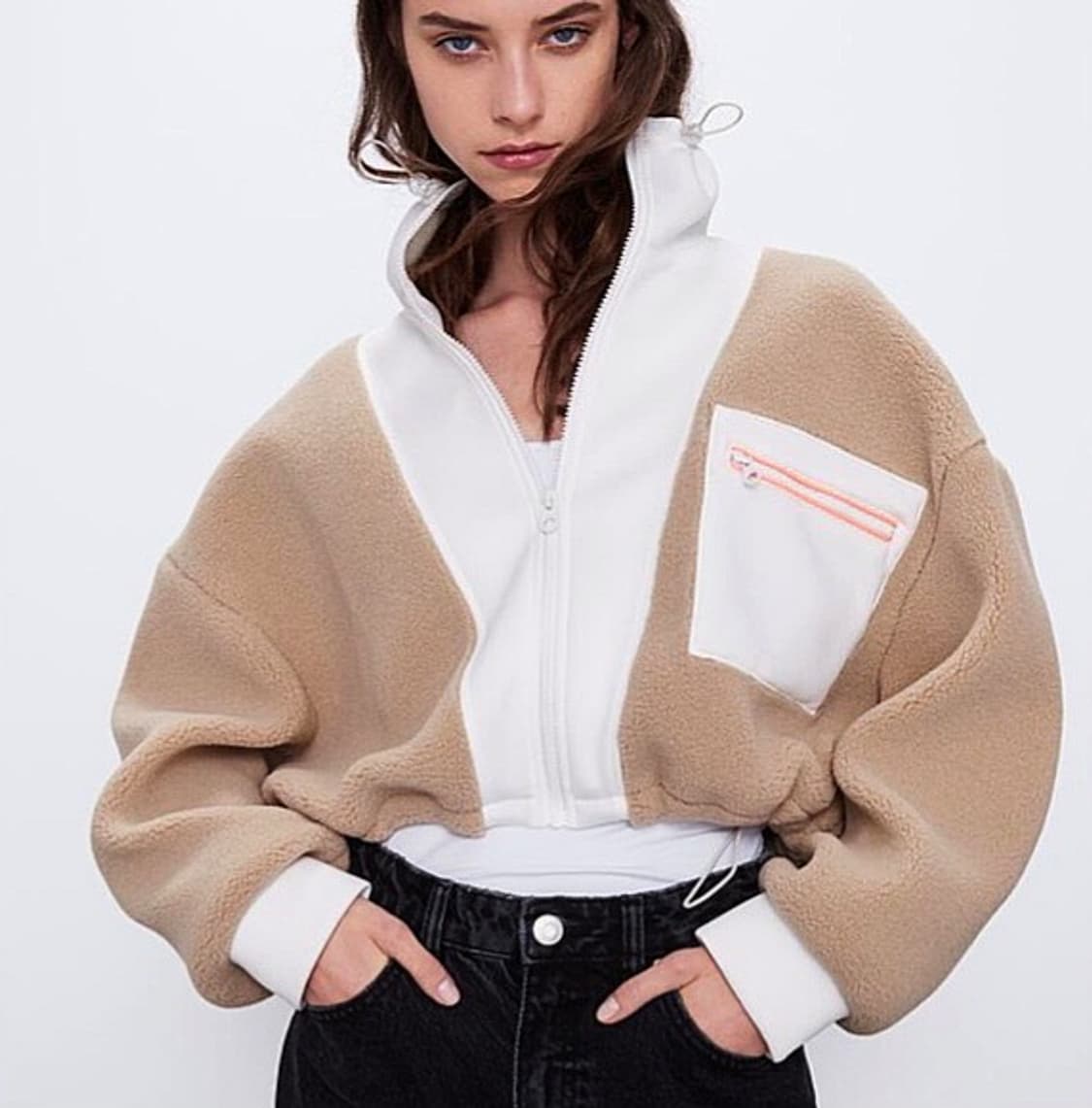 ZARA fleece jacket 자라 크롭트 플리스 덤블 집업 자켓 상품이미지5