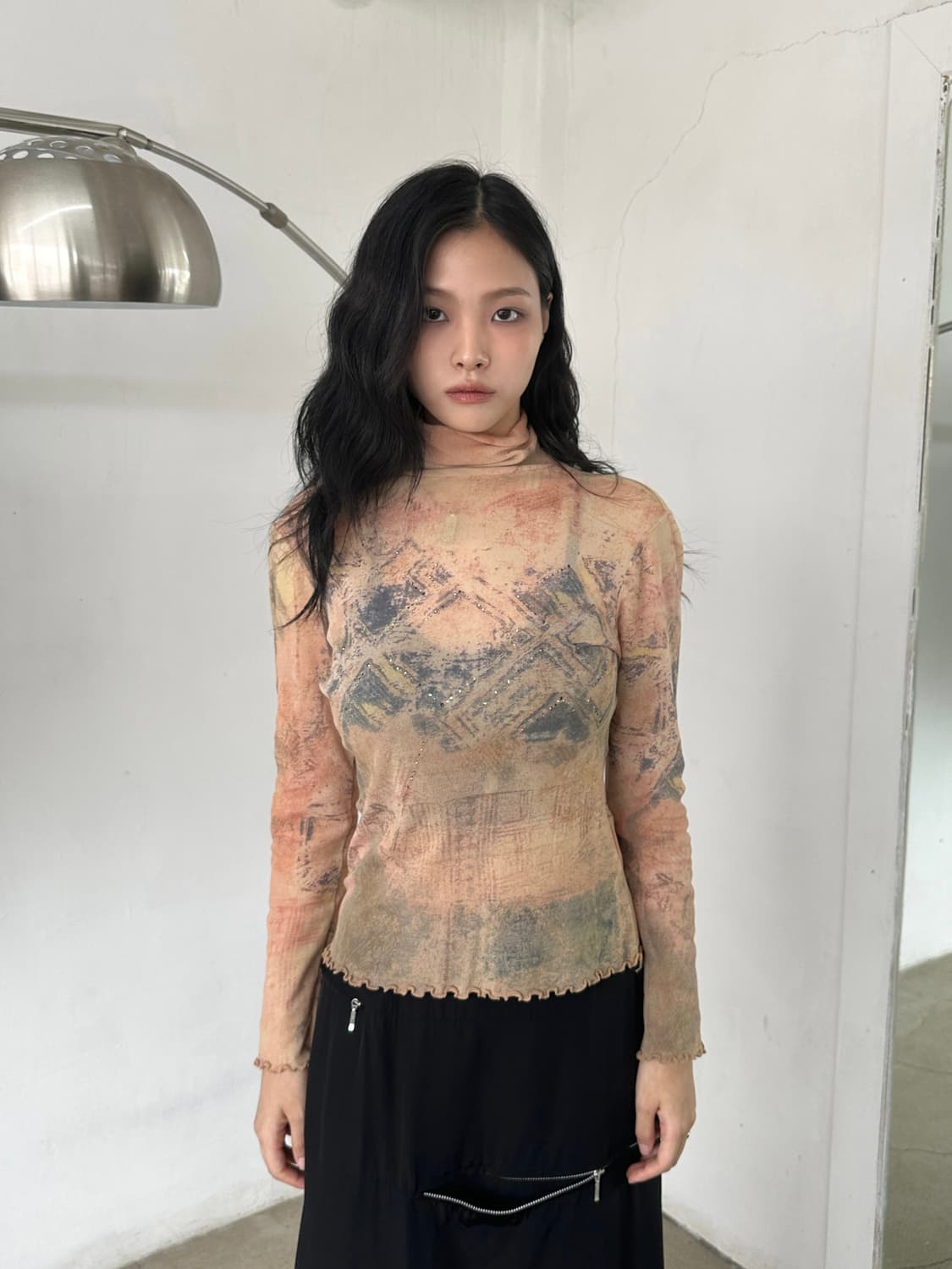 빈티지 프린팅 비즈 탑 상품이미지1