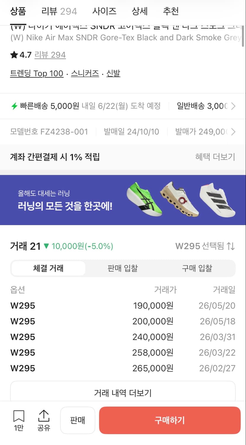 [295] W NIKE AIR MAX SNDR GTX 상품이미지5