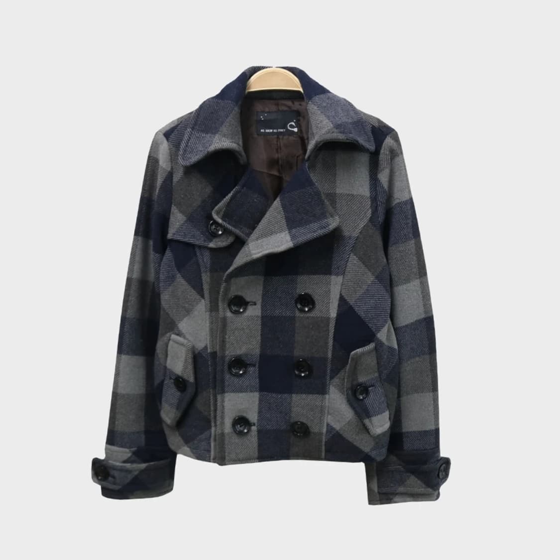 애즈논애즈 체크 더블 숏 울혼방 코트 59694 상품이미지1