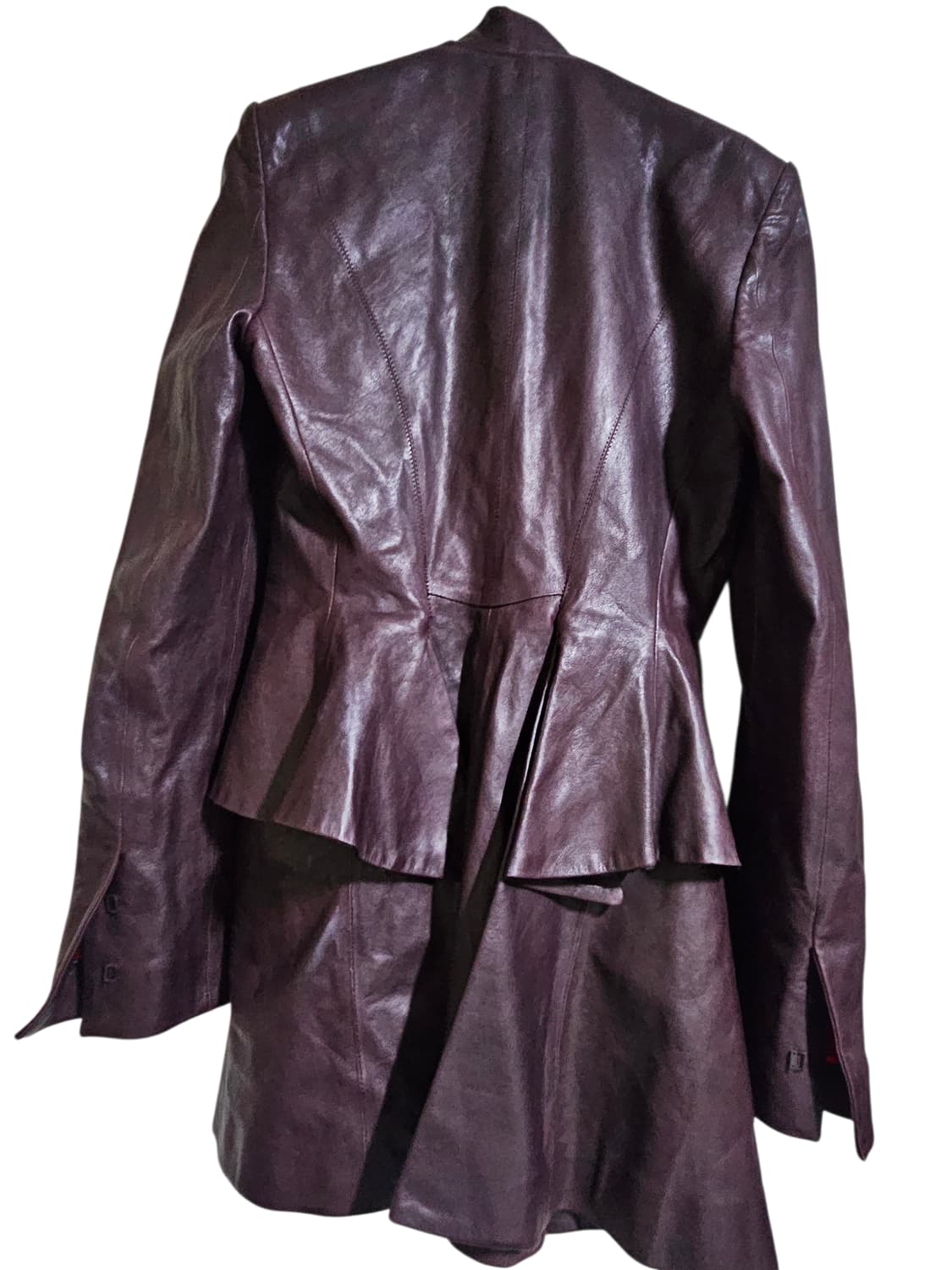 오브제 정품 버건디 가죽자켓 상품이미지2