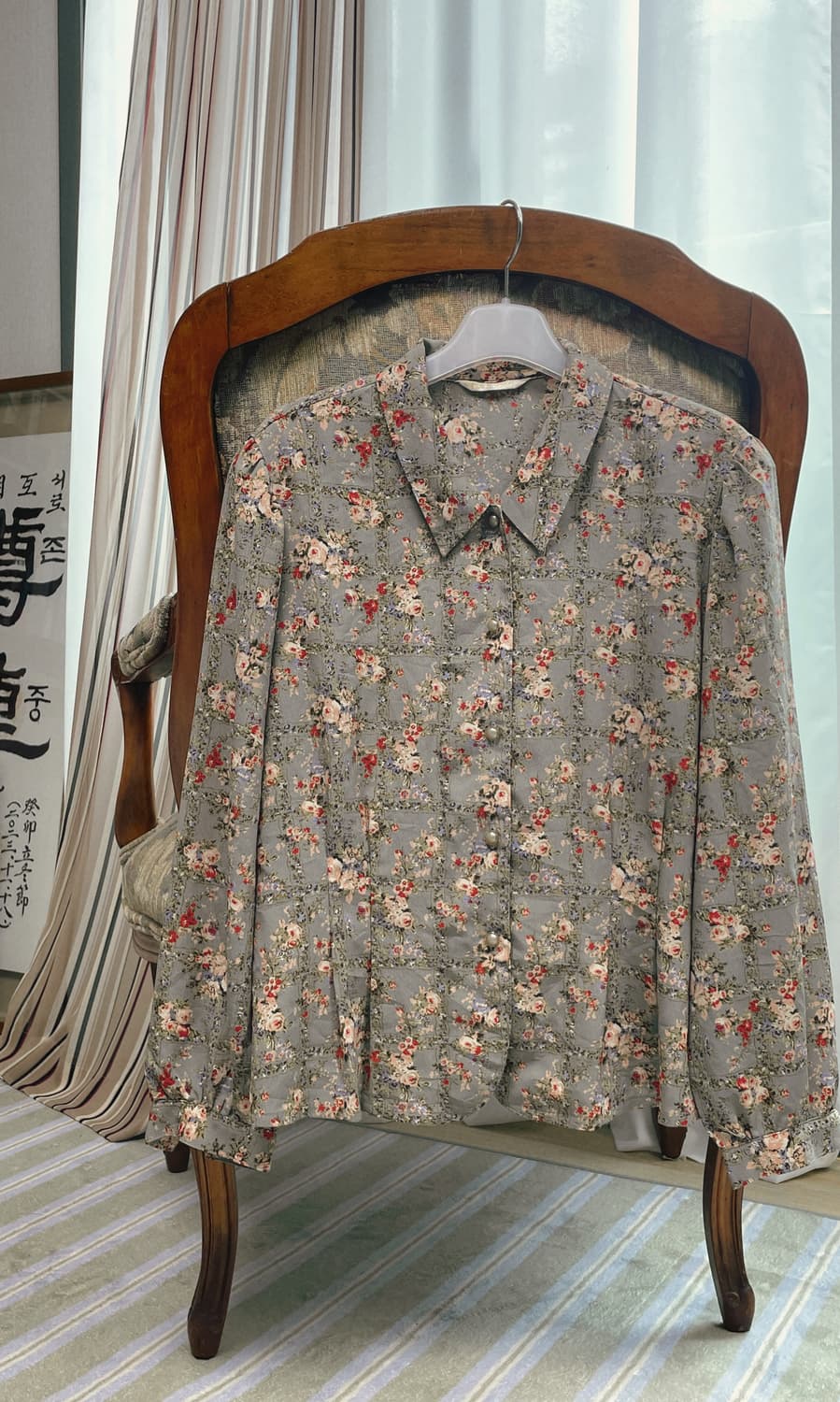 일본 빈티지 플로럴 블라우스 상품이미지2