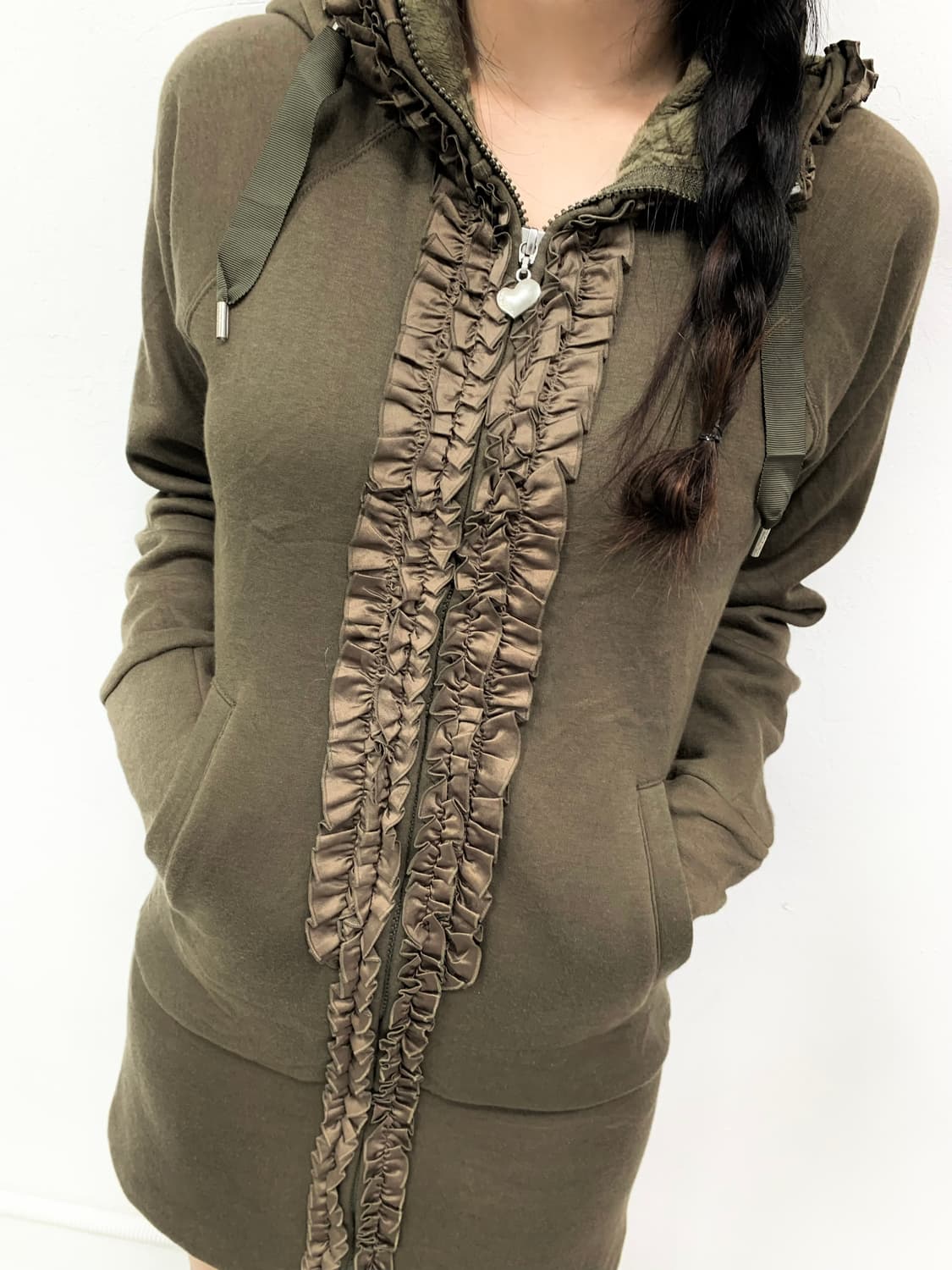 [&LOVE] 말차라떼 맛 레이스 후드집업 원피스 상품이미지3