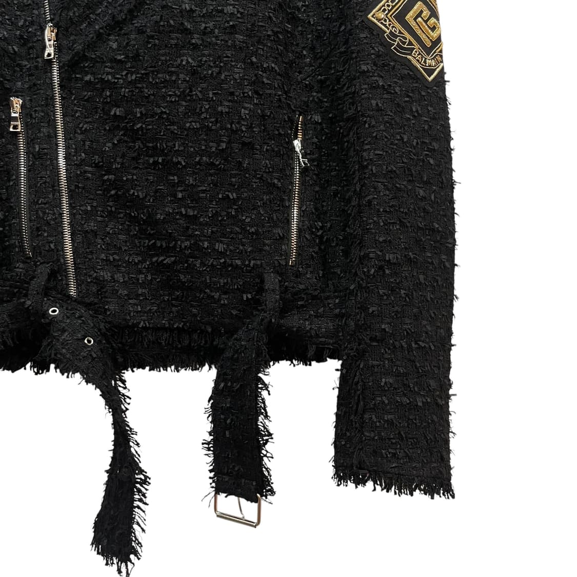 Balmain Black Tweed Biker Jacket 상품이미지2
