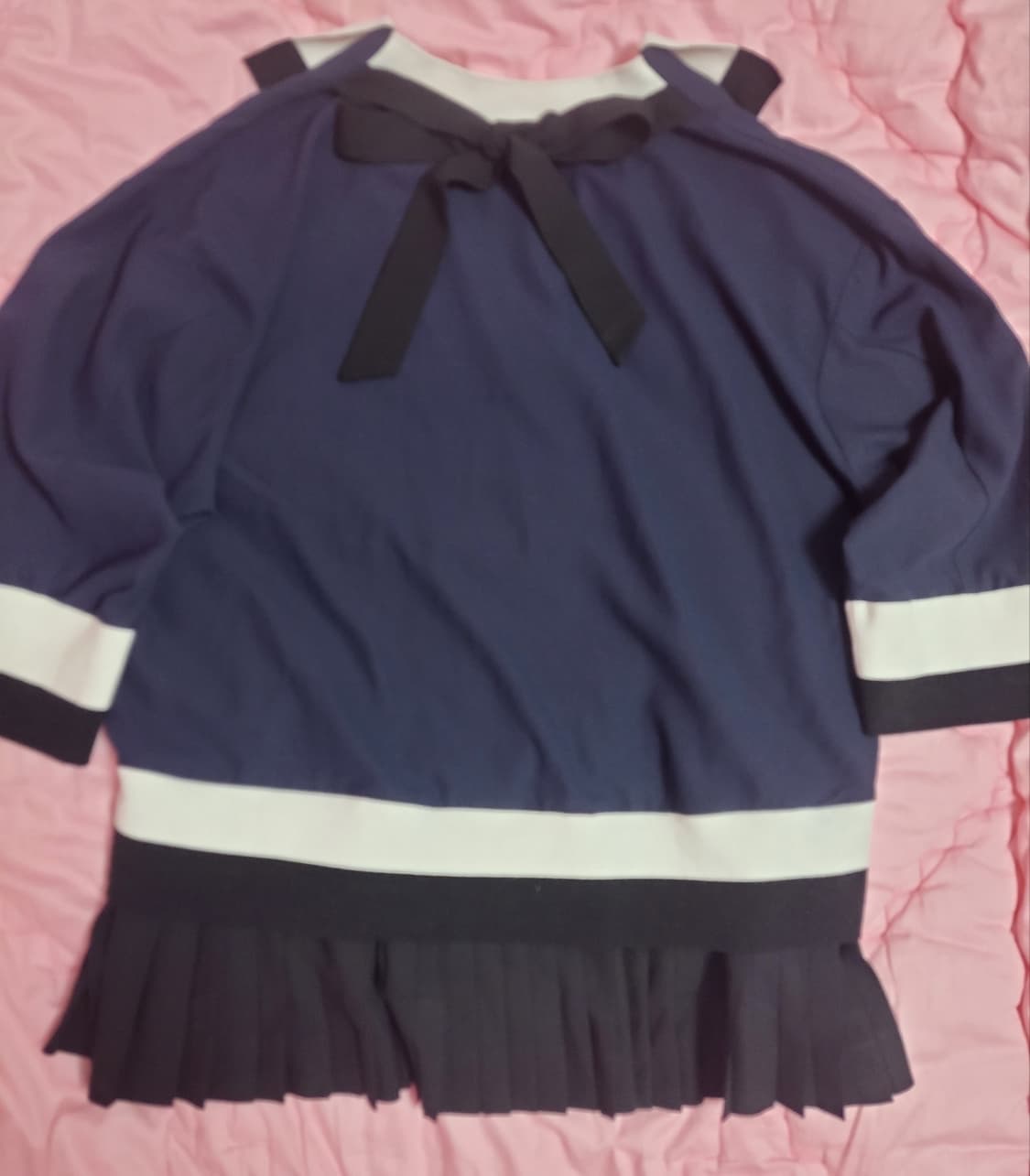 급처상태양호!럭키슈에뜨 김유정 세일러 리본 밑단플리츠 블라우스티 원피스 상품이미지6