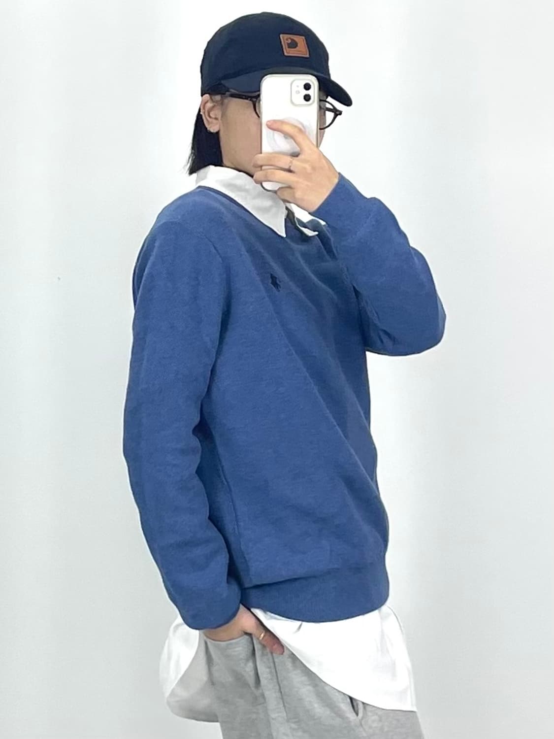 [M]폴로 블루 라운드 니트 CK9800 상품이미지3