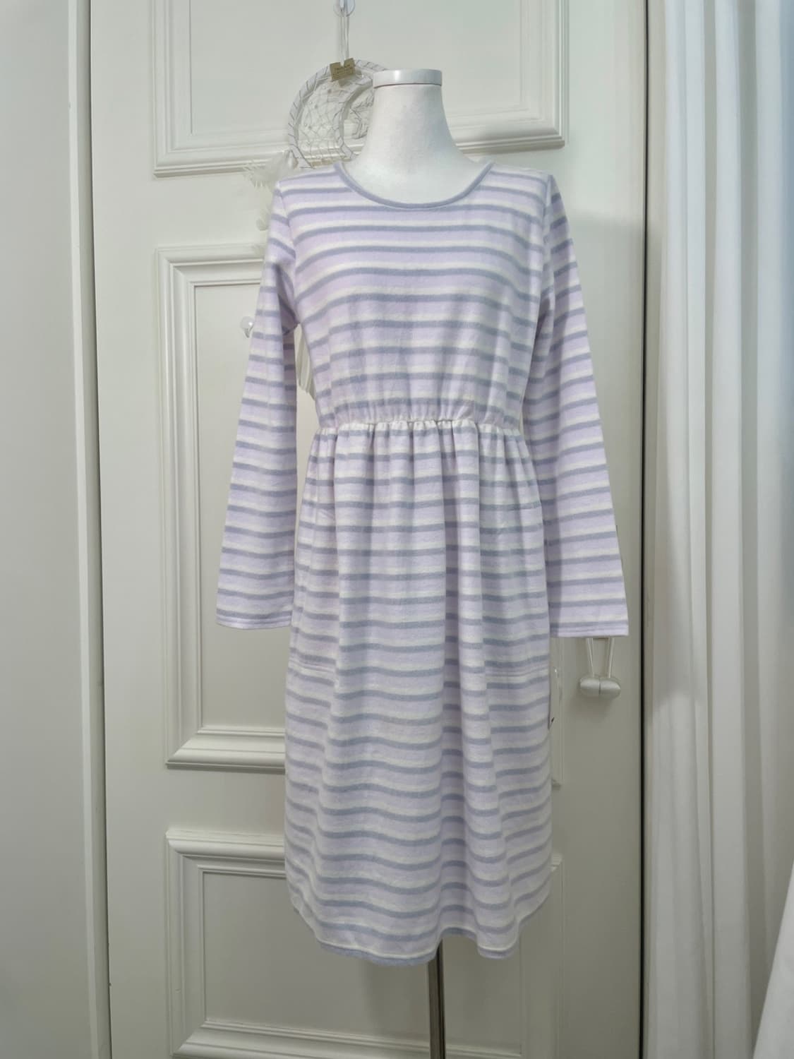 purple stripe waist shirring pocket home 상품이미지1