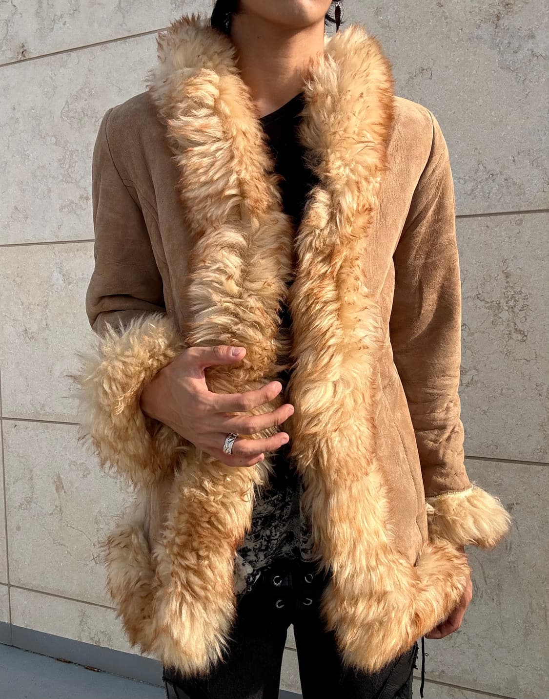 “Vintage”00’s Fur Trimming Shearling Lea 상품이미지1