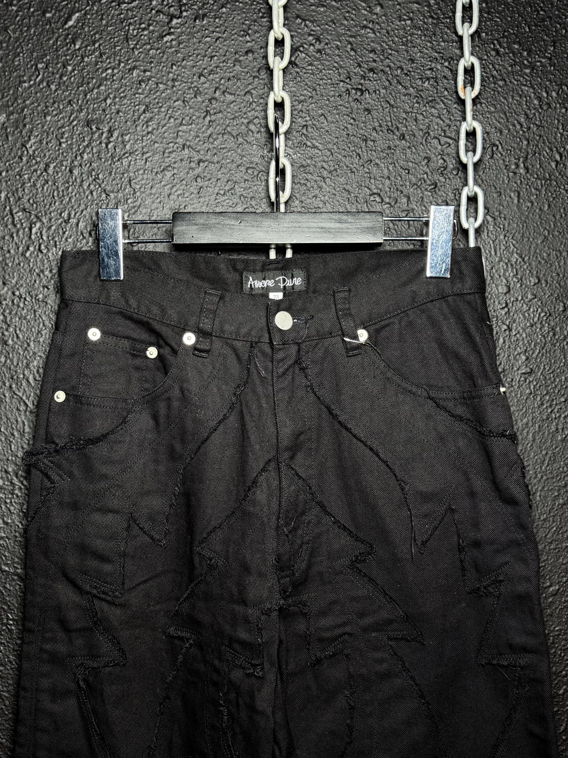 Black Stitch Pattern Denim Pants 상품이미지2