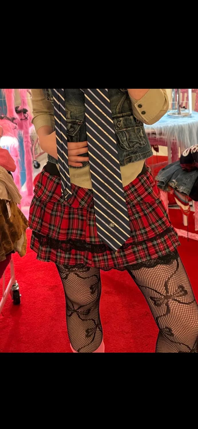 (착샷O)락시크 레드체크 치마  상품이미지7