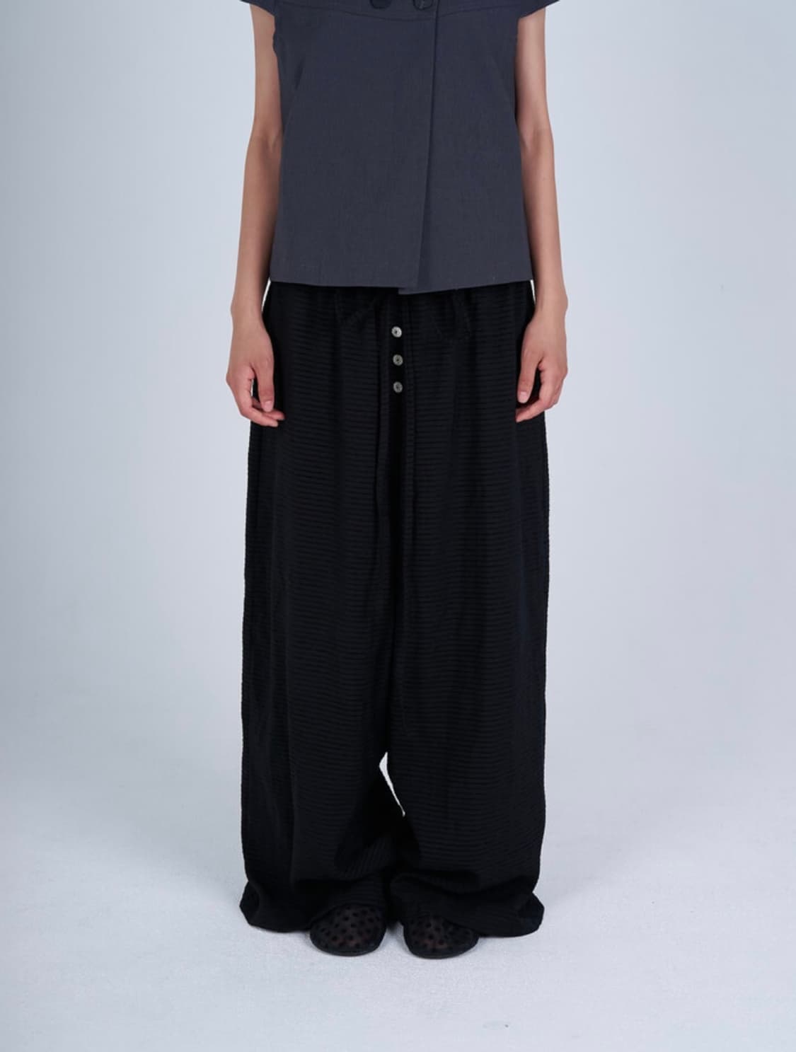 시오서울 banding stripe pants(black) 상품이미지2