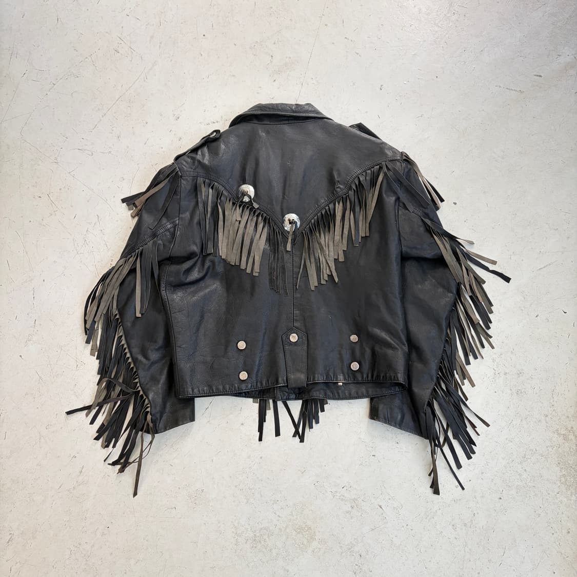 90S REAL LEATHER 빈티지 프린지 가죽자켓 M 상품이미지8