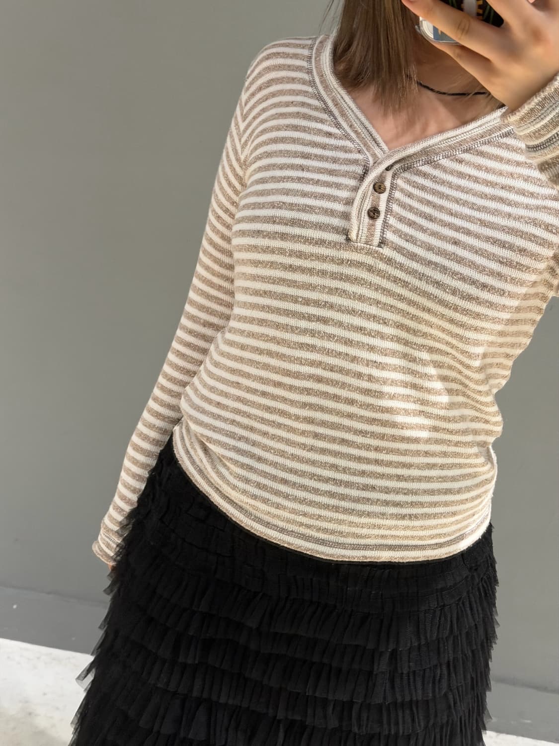 button-up stripe pattern long sleeve 상품이미지3